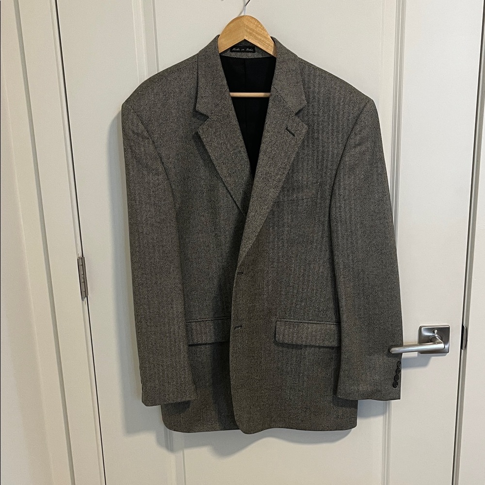 Chaps Men's Lambswool Charcoal Herringbone Blazer